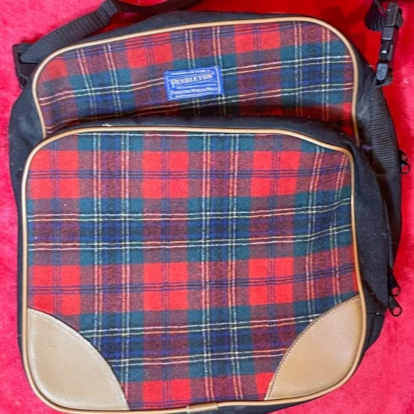 Pendleton red plaid tartan large bag vintage